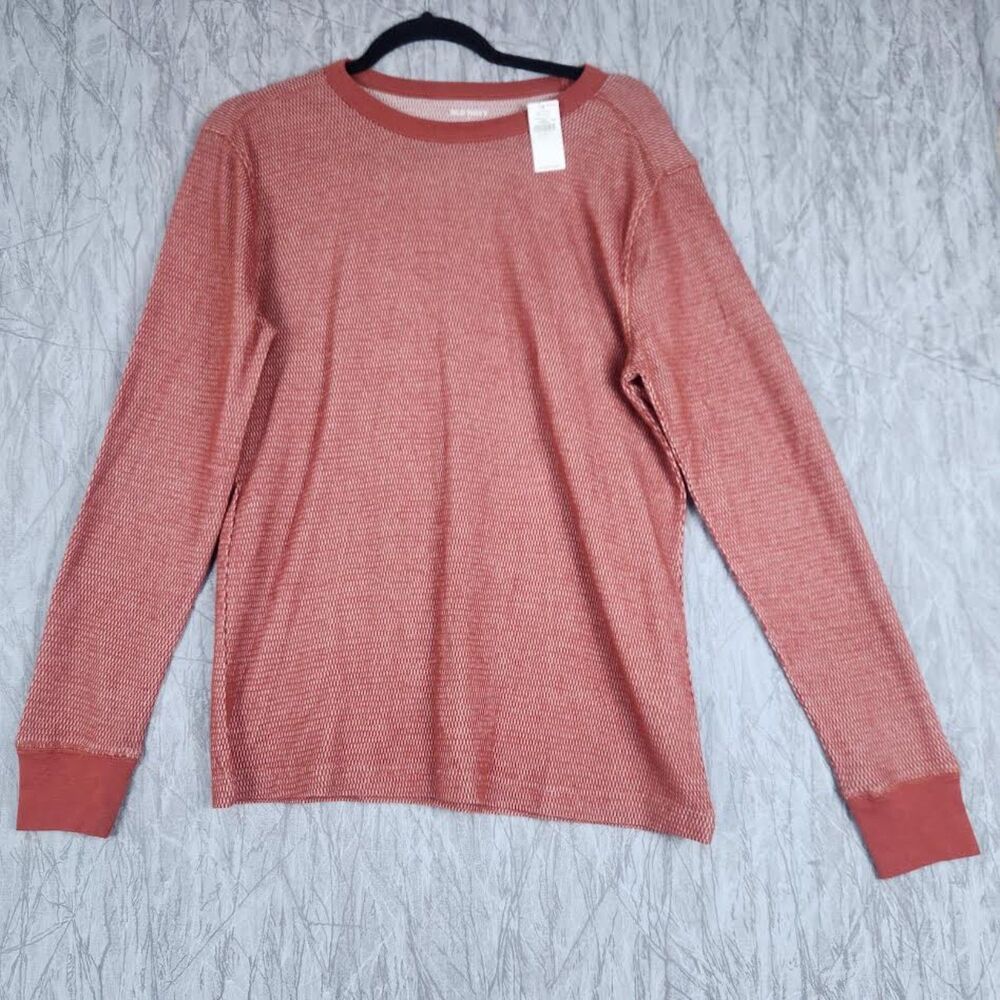 New Old Navy Rust Colored Thermal Waffle Men's Pullover Shirt Size Small
